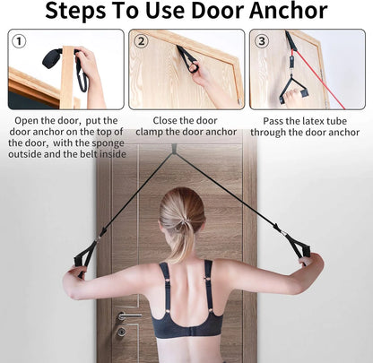 Resistance Exercise Bands Workout up to 150 Lb., Indoor and Outdoor with Door Anchor and Handles for Strength, Slim, Yoga, Home Gym Equipment for Men and Women